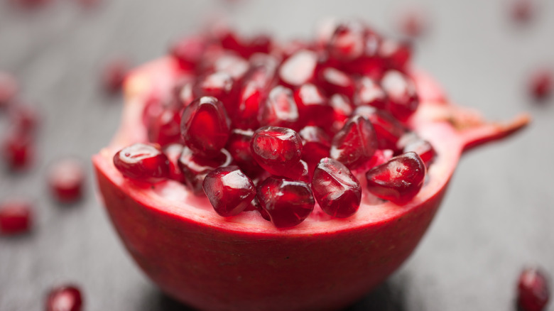 close up of pomegranate wedge