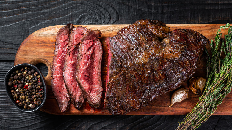 sliced hanger steak