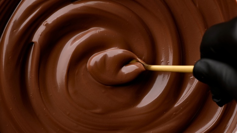 Stirring melted chocolate