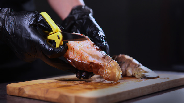 Butterfly cutting a lobster tail