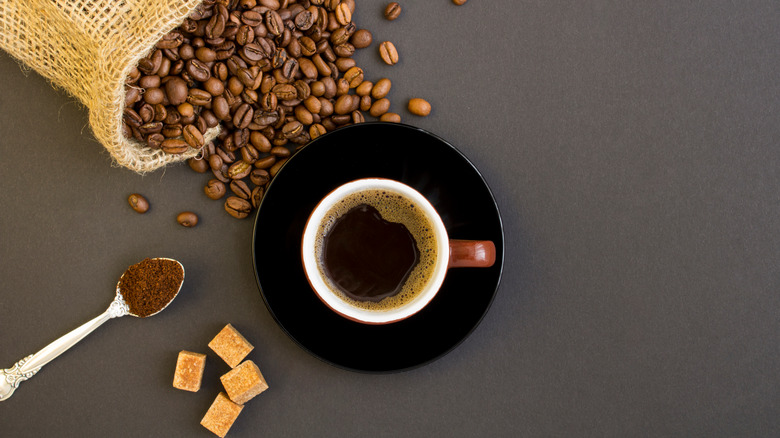 Spilled coffee beans 