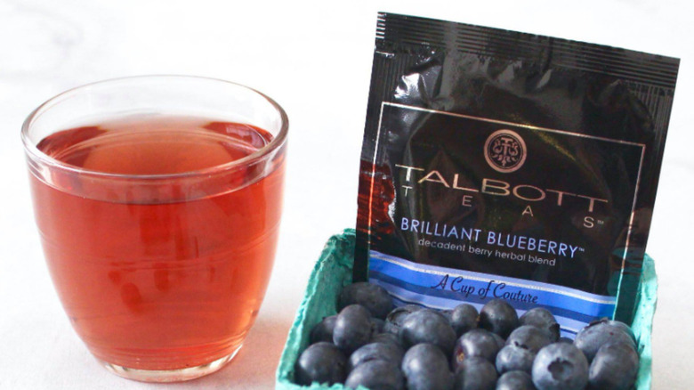 Talbott blueberry tea in a blueberry container