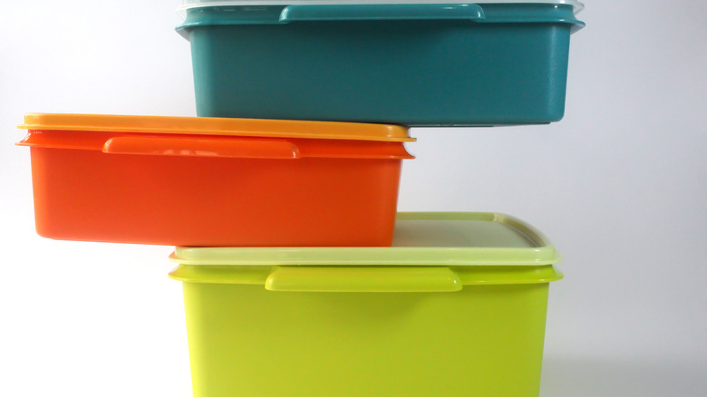 Three stacked Tupperware dishes