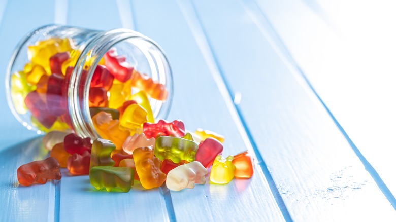 Jar with multi-colored gummy bears