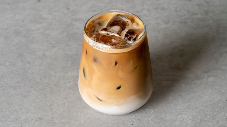 Iced latte on surface 