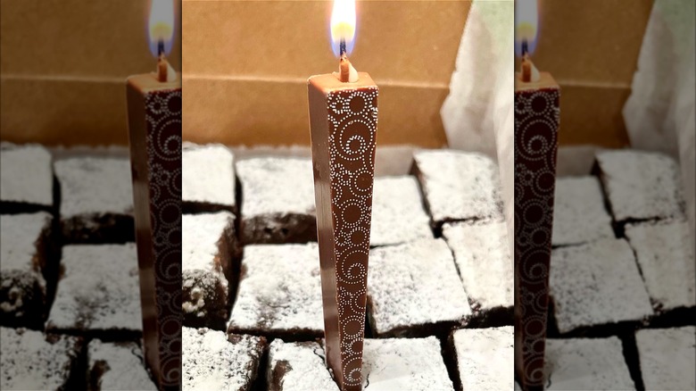 Chocolate candle in brownie 