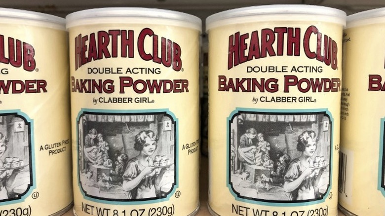 Baking powder on store shelf