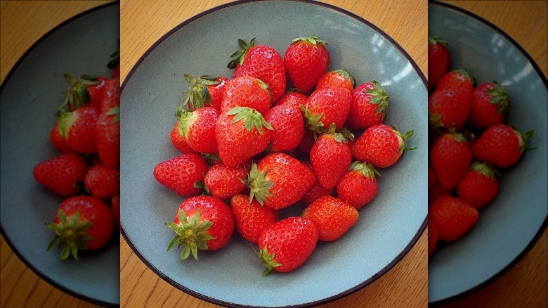 bowl of fresh Aldi strawberries