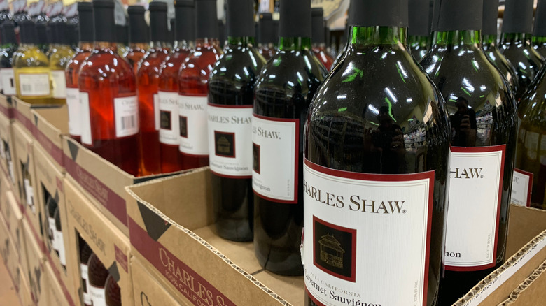 Bottles of Charles Shaw wine