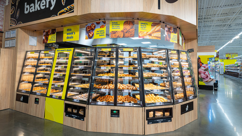 Lidl bakery display stocked with items