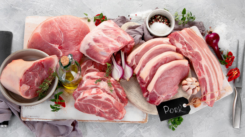 Raw pork cuts