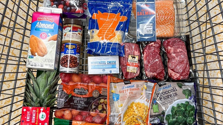 cart filled with groceries at Aldi