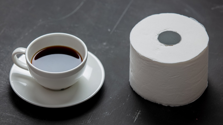 Coffee and toilet paper roll