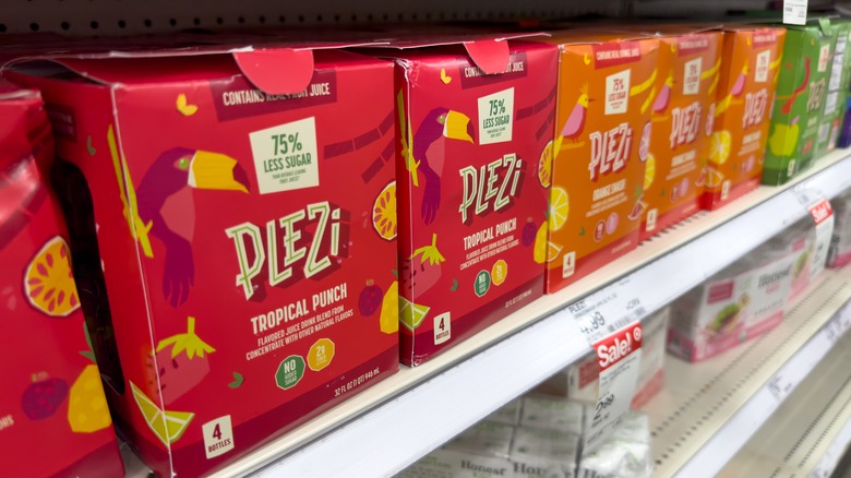 Plezi drinks on a store shelf