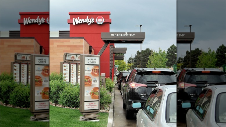 Line at Wendy's drive-thru