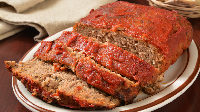 meatloaf coated in ketchup