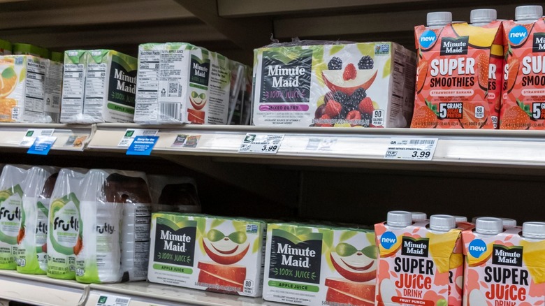 Juice boxes on store shelves