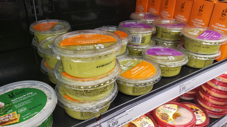 Premade guacamole on shelf