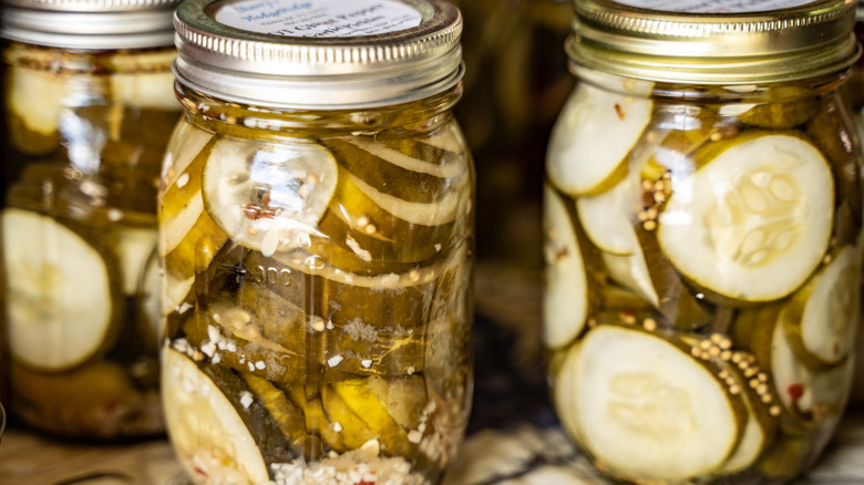 homemade pickles in jars