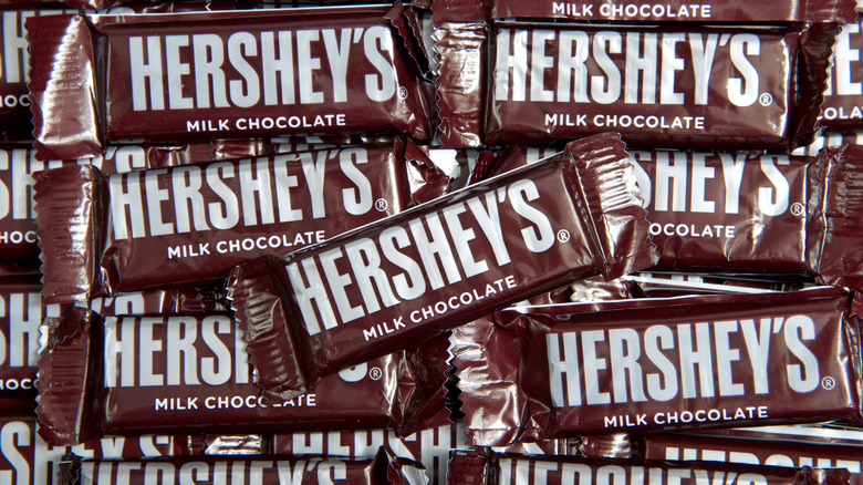 stack of Hershey's chocolate bars