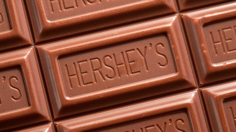 Hershey's milk chocolate bar squares unwrapped