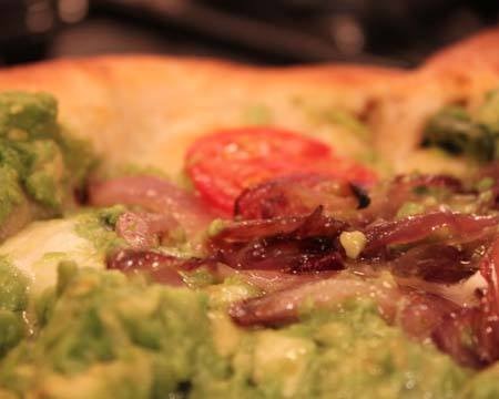 Avocado Pizza with Caramelized Onions