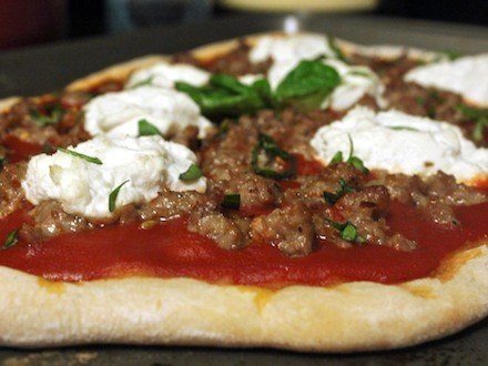 Homemade Spicy Sausage and Ricotta Pizza Recipe