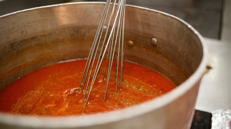 Pot of tomato soup