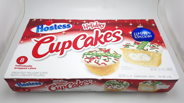 A box of Hostess holiday cupcakes