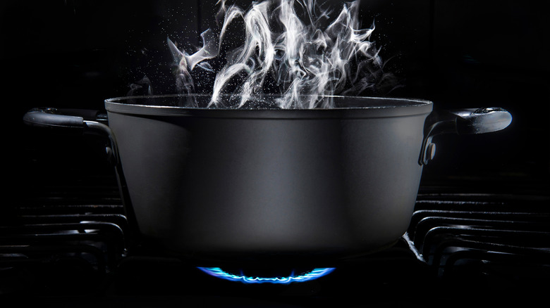 steam coming out of pot on stove