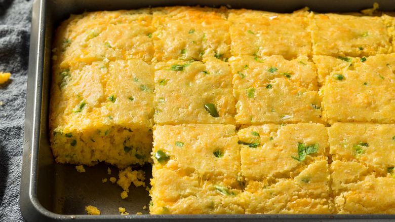 A pan of jalapeno cornbread