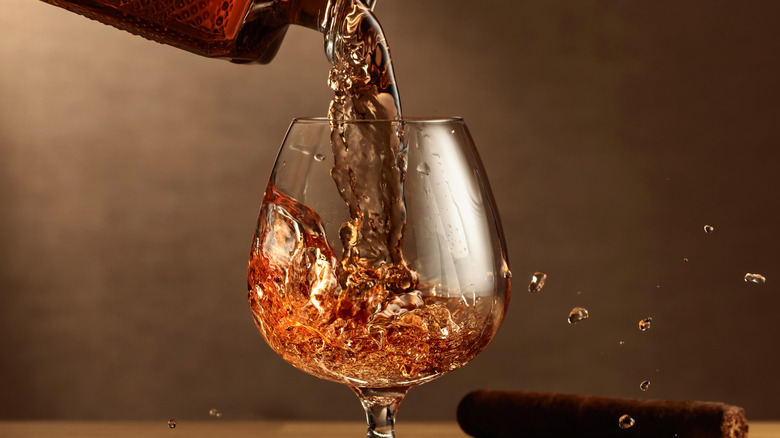 brandy poured into glass