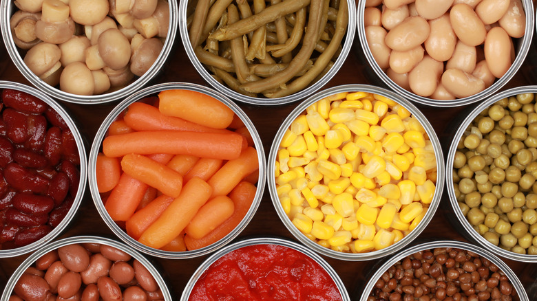 Various canned vegetables