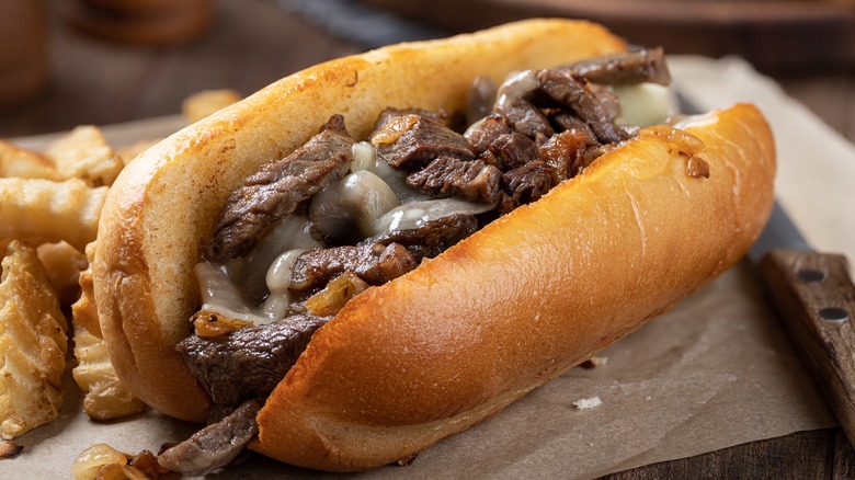 Philly cheesesteak with fries