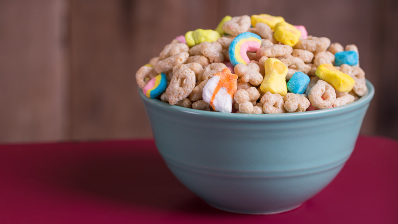 Bowl of Lucky Charms cereal