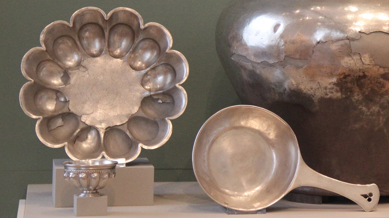 An ancient roman egg plate made from silver