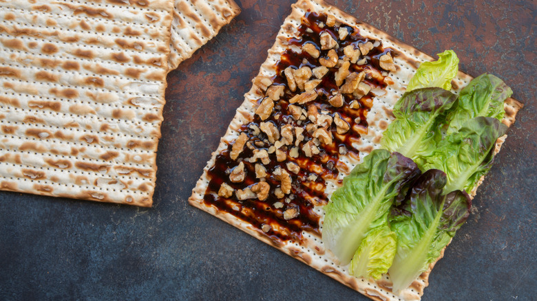 lettuce maror topping matzo bread