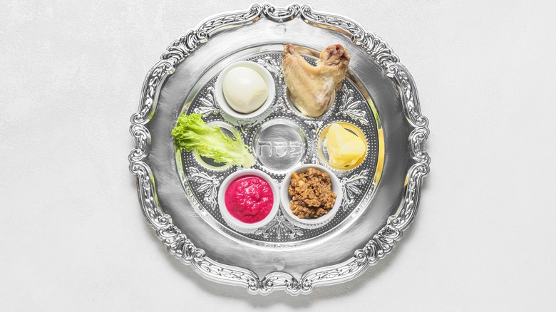 Ornate Seder plate on table