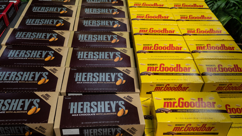 Hershey's and Mr. Goodbar on shelves