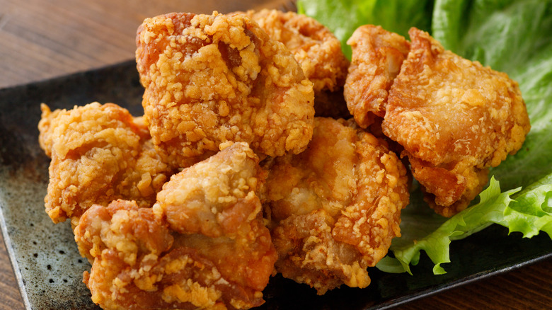 Plate of Japanese fried chicken 
