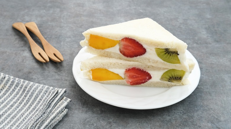 strawberry, kiwi, mango fruit sandwich