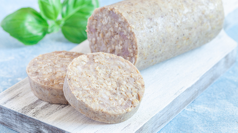 white pudding on cutting board