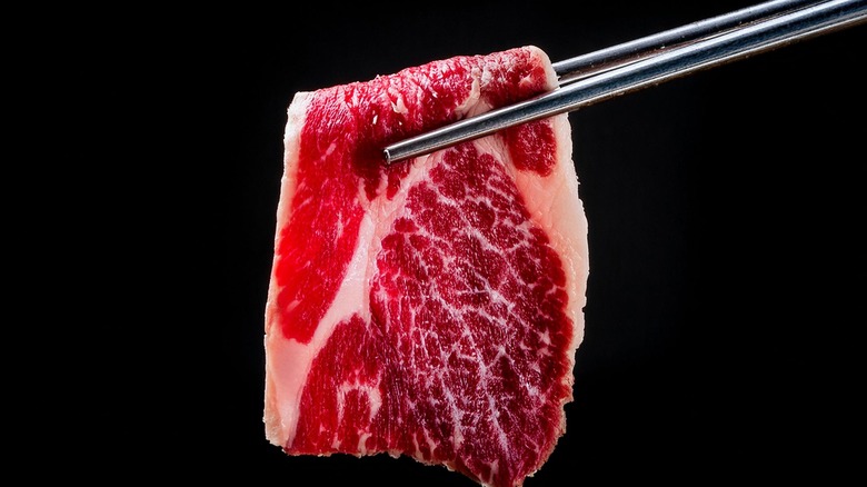 sliced raw wagyu