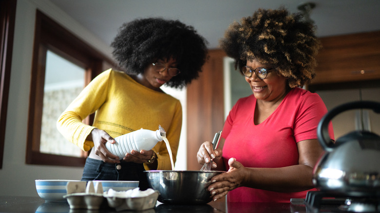 Two women baking