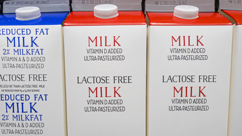 Cartons of lactose-free milk