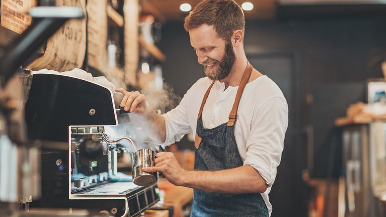 Barista preparing espresso drink