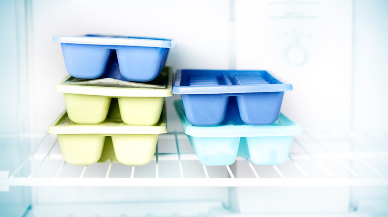 Ice trays in freezer