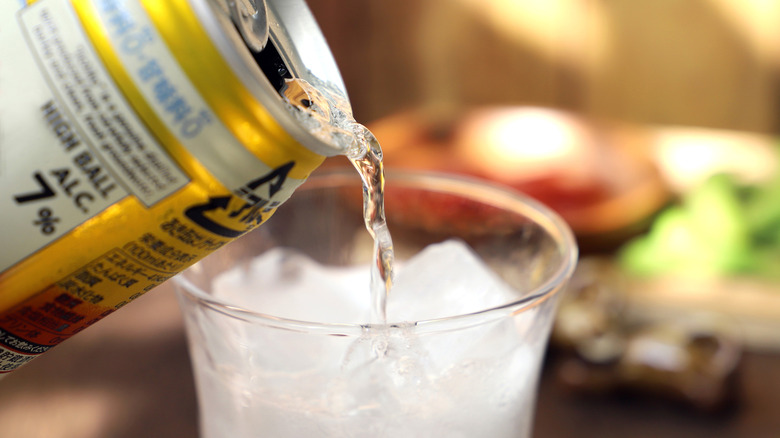 Canned cocktail poured into glass