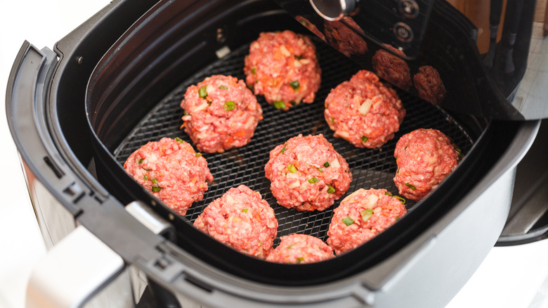 Meatballs going into air fryer