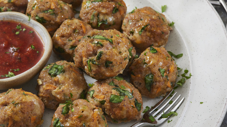 Meatballs on plate with sauce